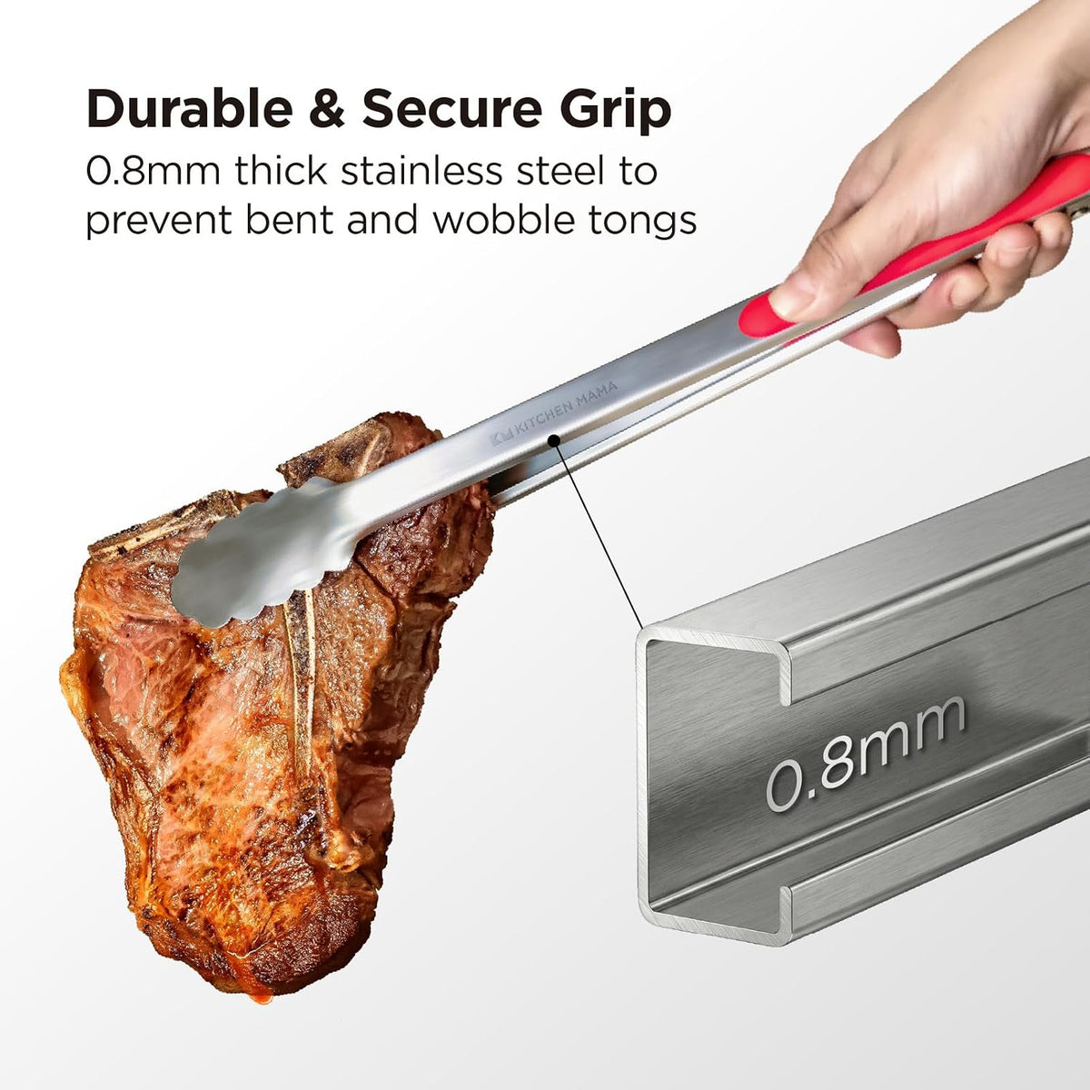 Kitchen Mama DuoEssentials Cooking Tongs Set, Red