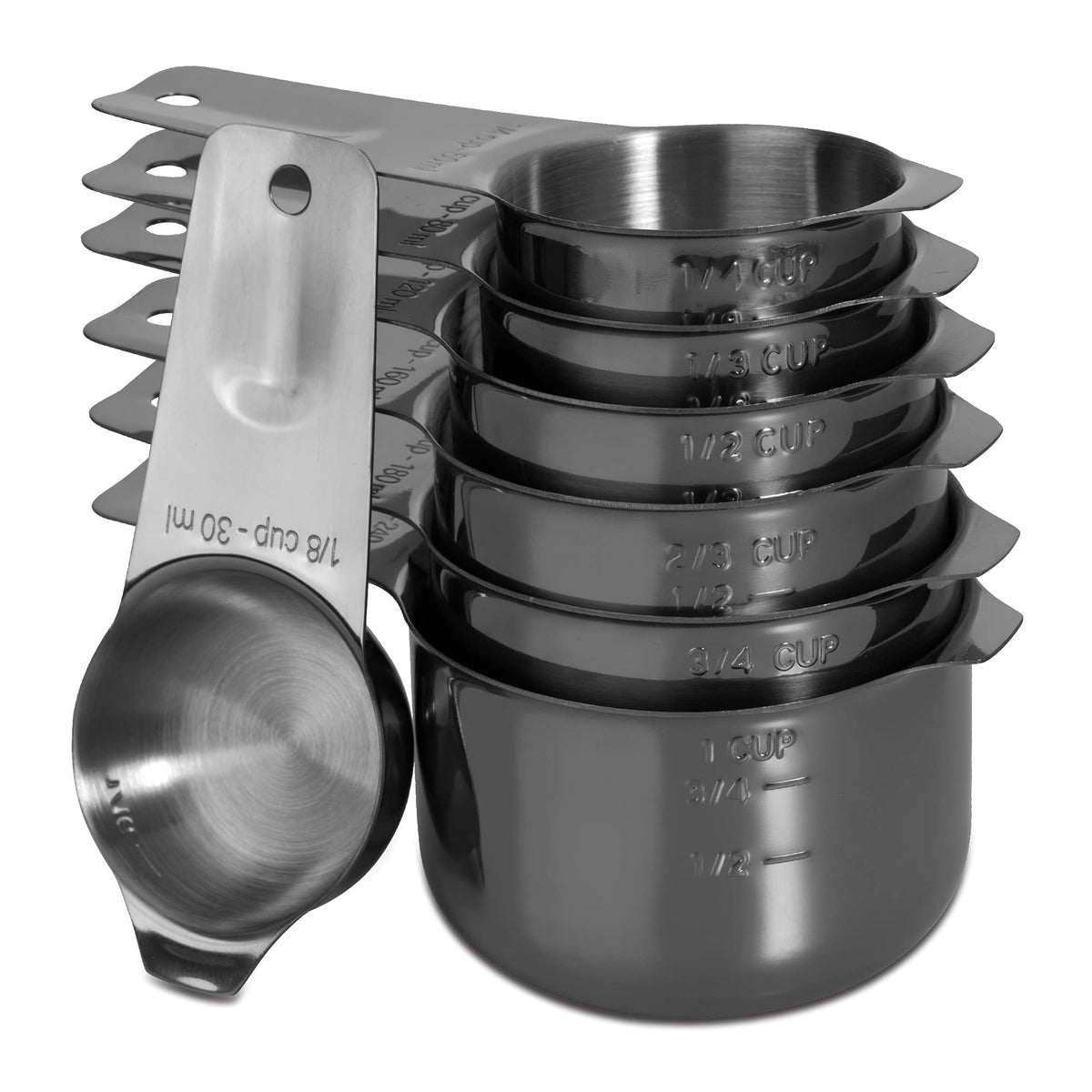 13-Piece Measuring Cups and Spoons Set, 18/8 Stainless Steel, Silver