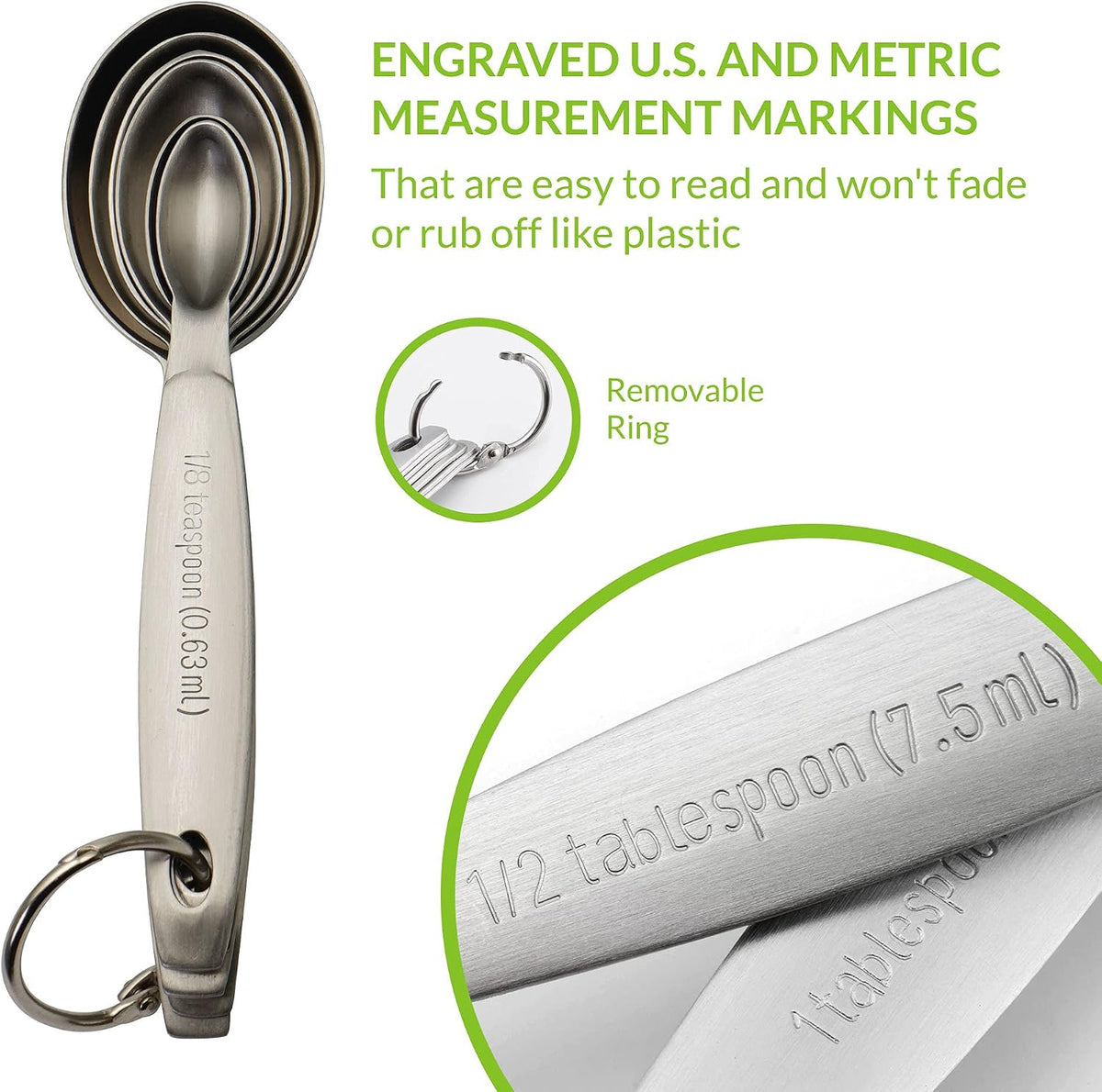 Spring Chef Stainless Steel Measuring Spoons Set of 7 with Leveler