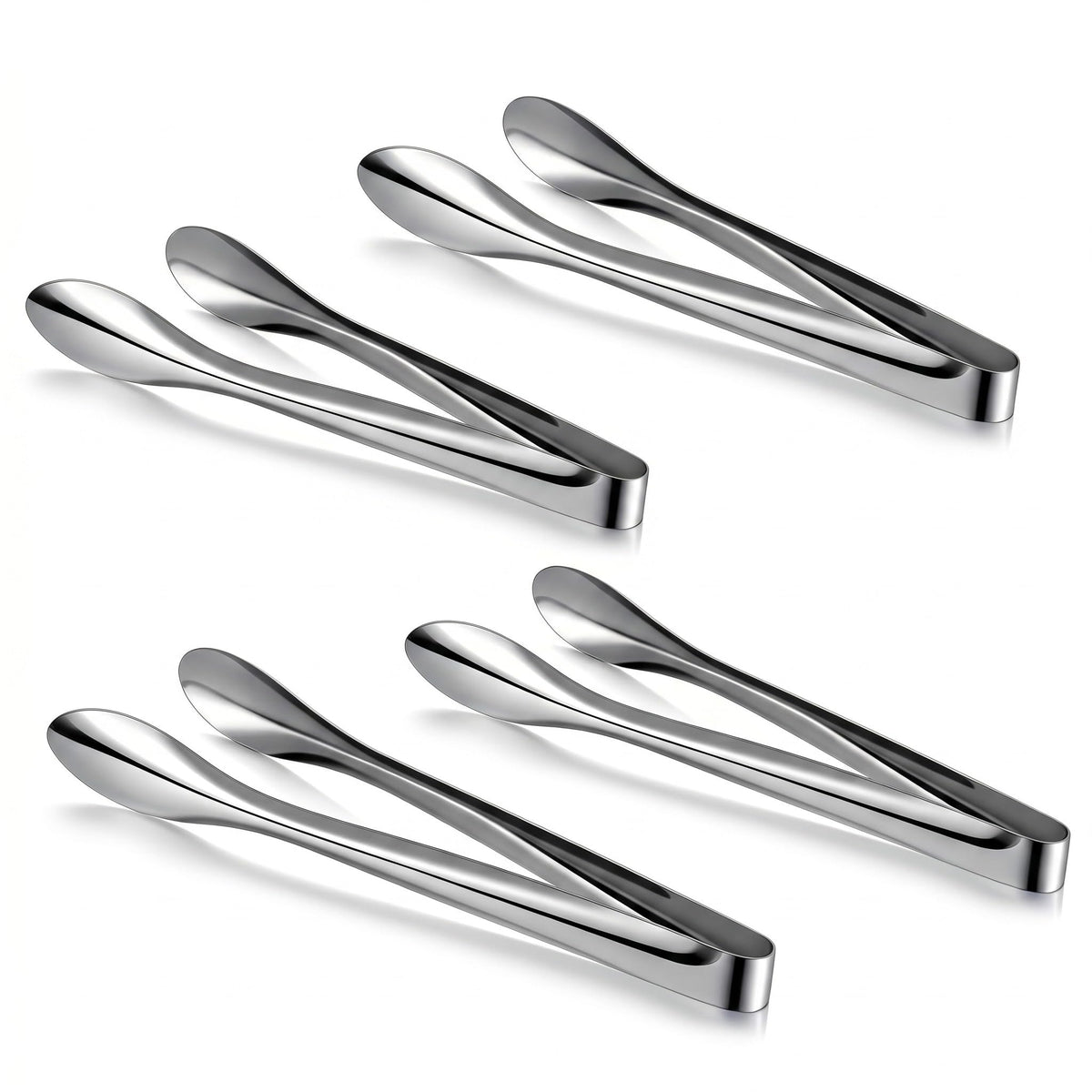 3 Pack Silver Polished Serving Tongs 9 Inch,12 Inch, 6 Inch