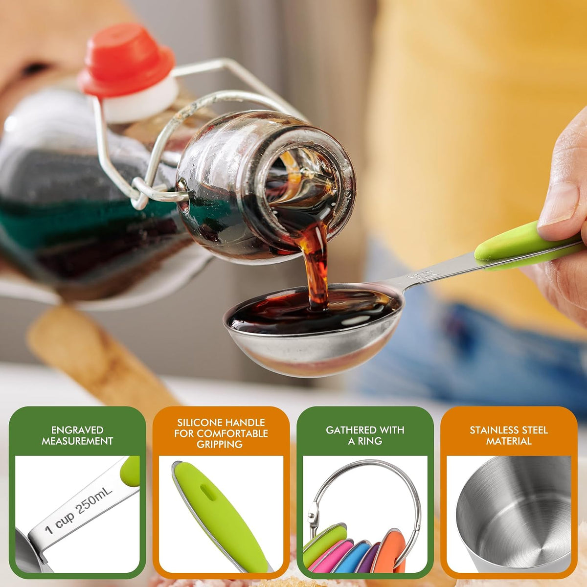 HOTEC 10-Pack Measuring Cups & Spoons Set, Multicolor