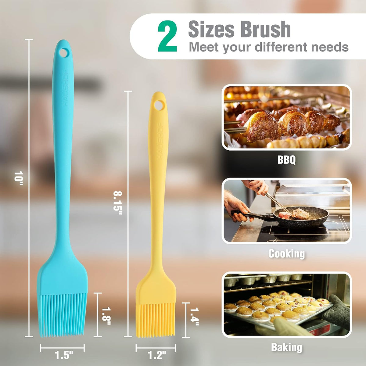 HAUSHOF Silicone Basting Pastry Brush, One-Piece Pastry Brush Set