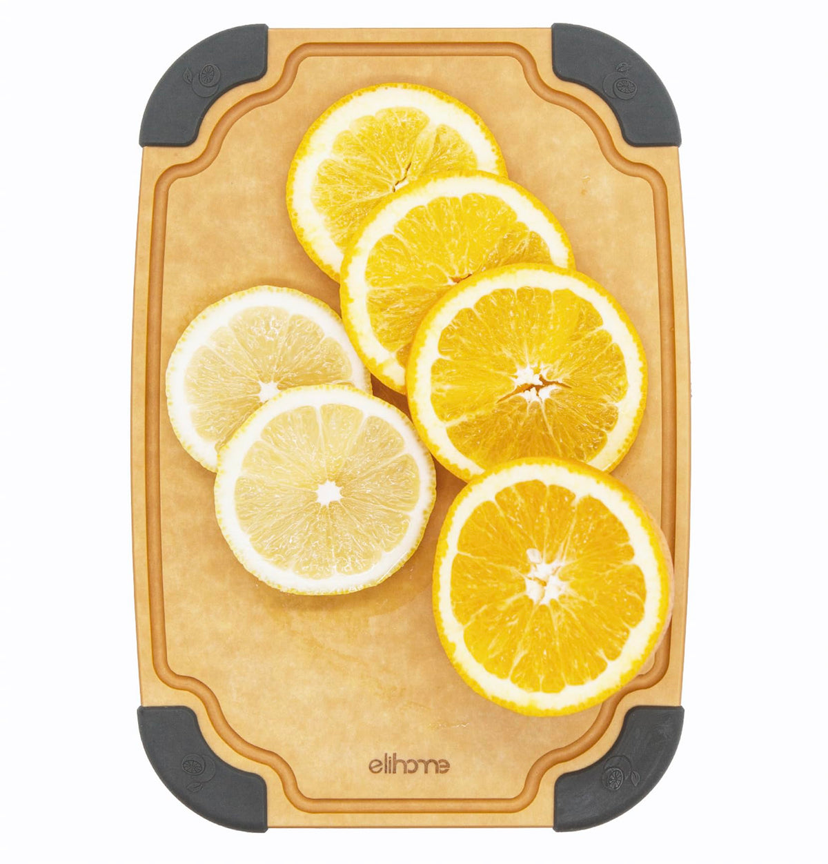 Elihome Essential Series Wood Fiber Cutting Board for Kitchen, Knife Friendly, Dishwasher Safe, Non-Slip Feet, Juice Groove, Reversible, Non-Porous, Eco Friendly, 10"x 7" SMALL