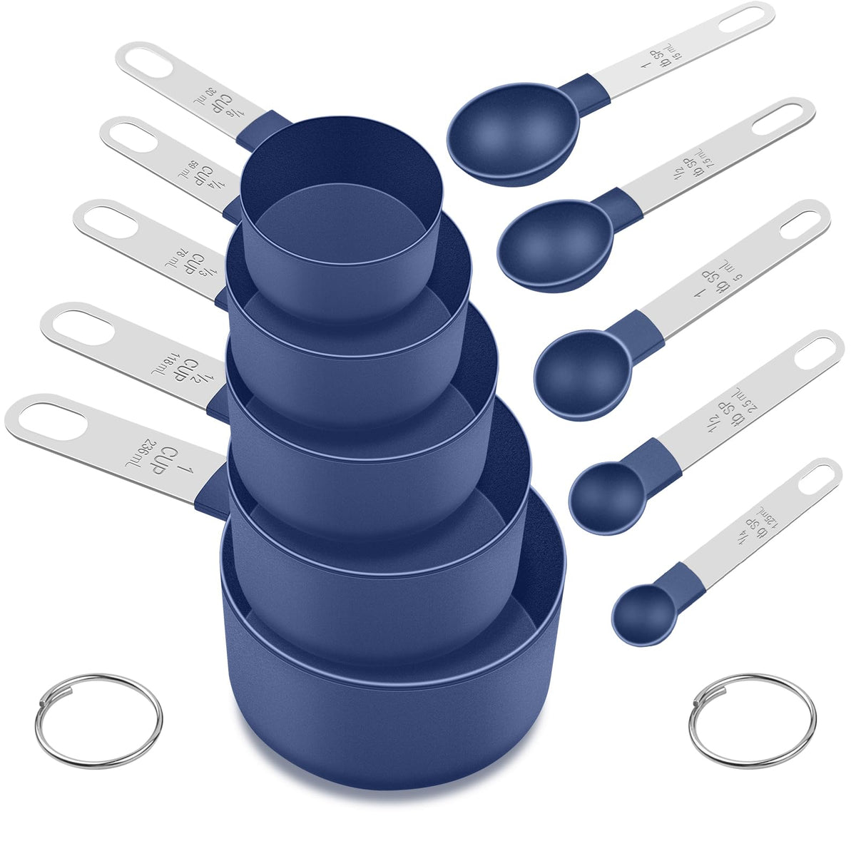Measuring Cups and Spoons Set, 10-Piece with Stainless Steel Handles, Pink