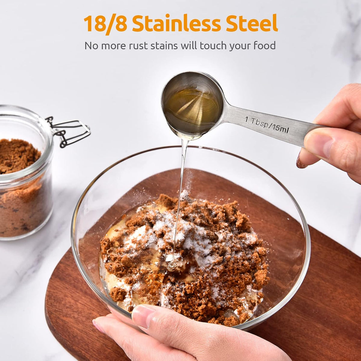 U-Taste 18/8 Stainless Steel Measuring Spoons Set of 7, Teaspoon Tablespoon