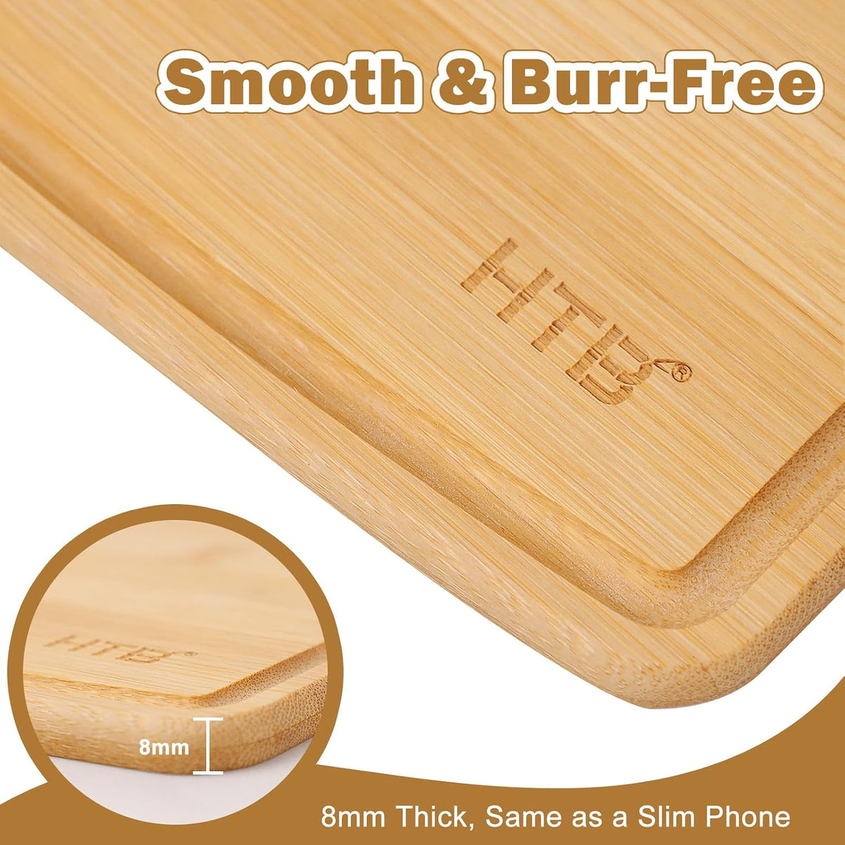 HTB Bamboo Cutting Board for Kitchen Wooden Chopping Board, Mini 1PCS