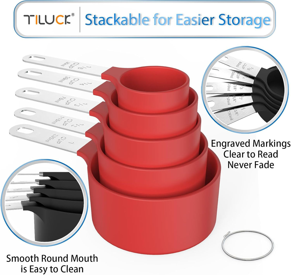 Measuring Cups & Spoons Set, Stackable Cups and Spoons