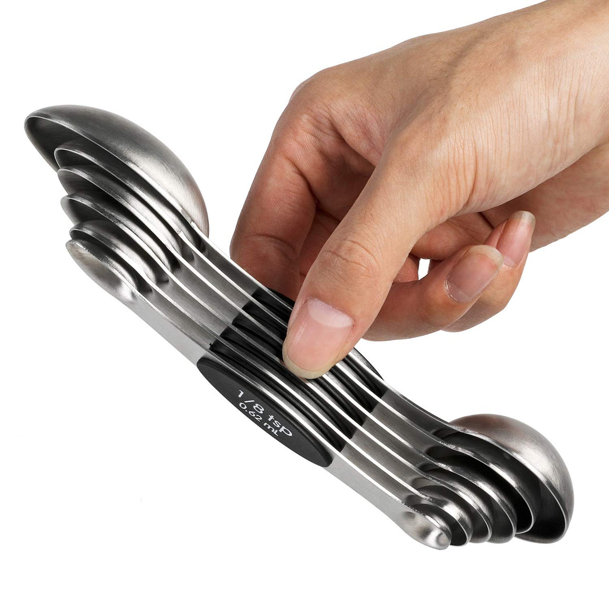 Magnetic Measuring Spoons Stainless Steel Dual Sided Teaspoons Tablespoons