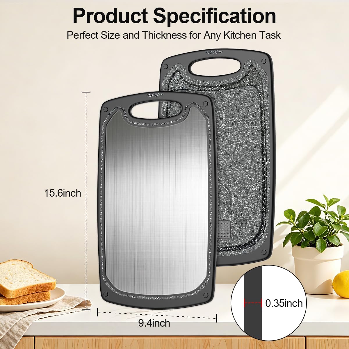 Viretang Small Stainless Steel Cutting Board,Dishwasher safe,Grinding Area