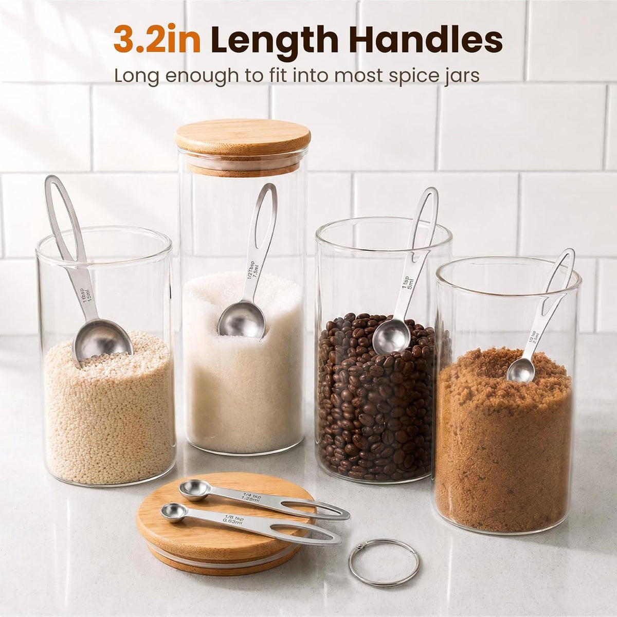 6Pcs Measuring Spoons Set, Stainless Steel Kitchen Measure Tools