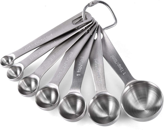 U-Taste 18/8 Stainless Steel Measuring Spoons Set of 7, Teaspoon Tablespoon