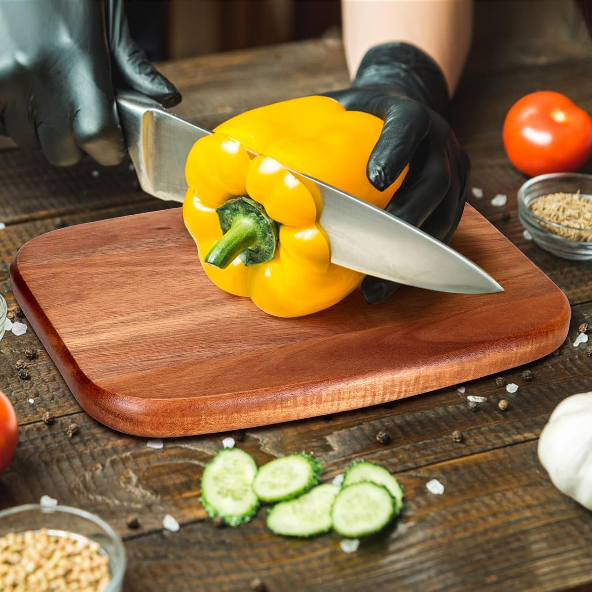 Small Acacia Wood Cutting Boards for Kitchen with Hanging