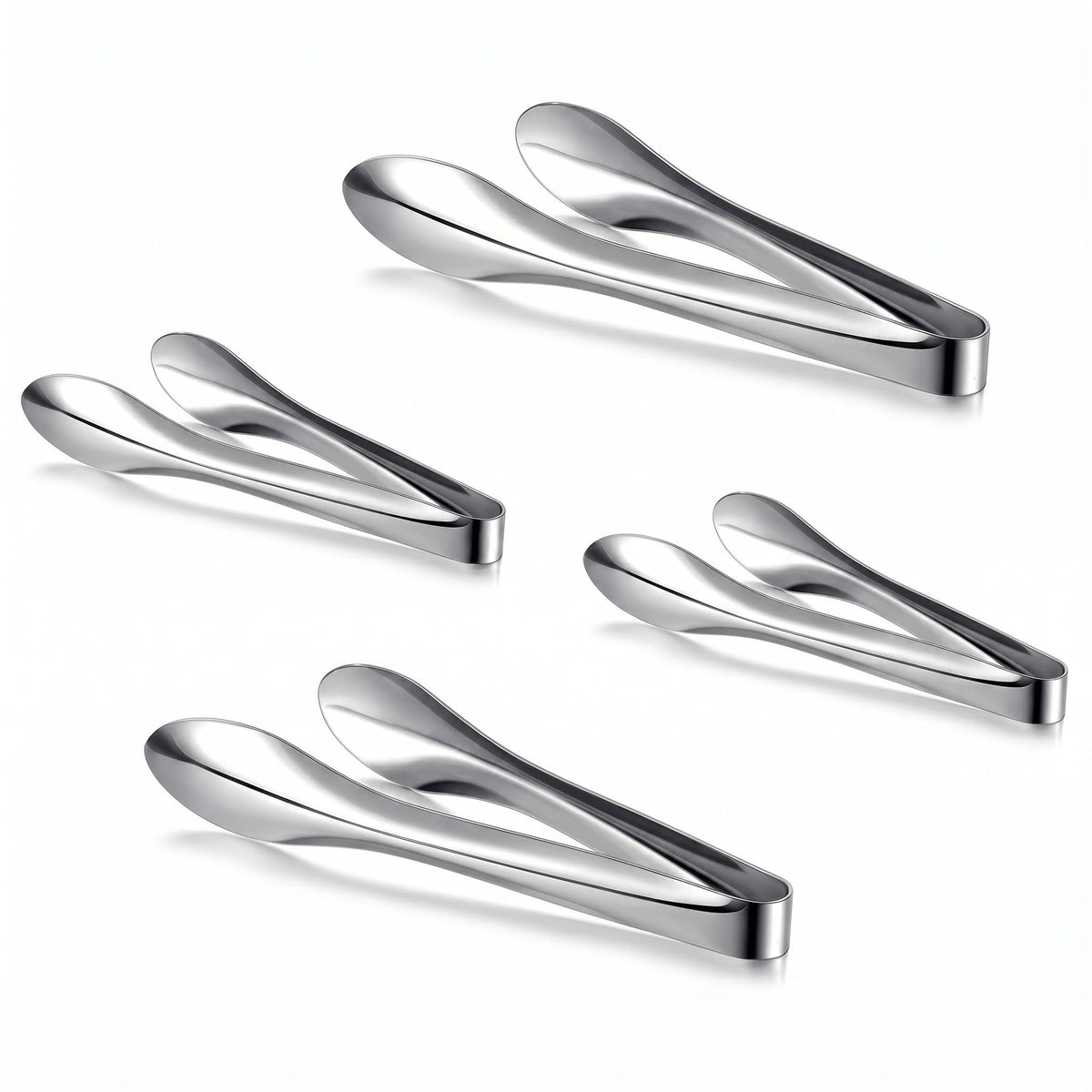 3 Pack Silver Polished Serving Tongs 9 Inch,12 Inch, 6 Inch