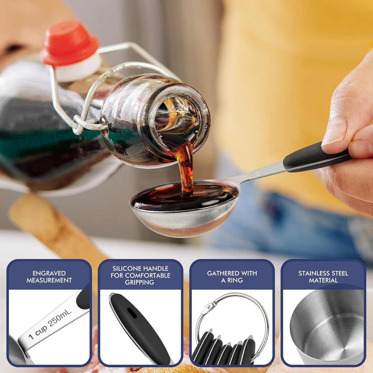 HOTEC 10-Pack Measuring Cups &Spoons Set, Black