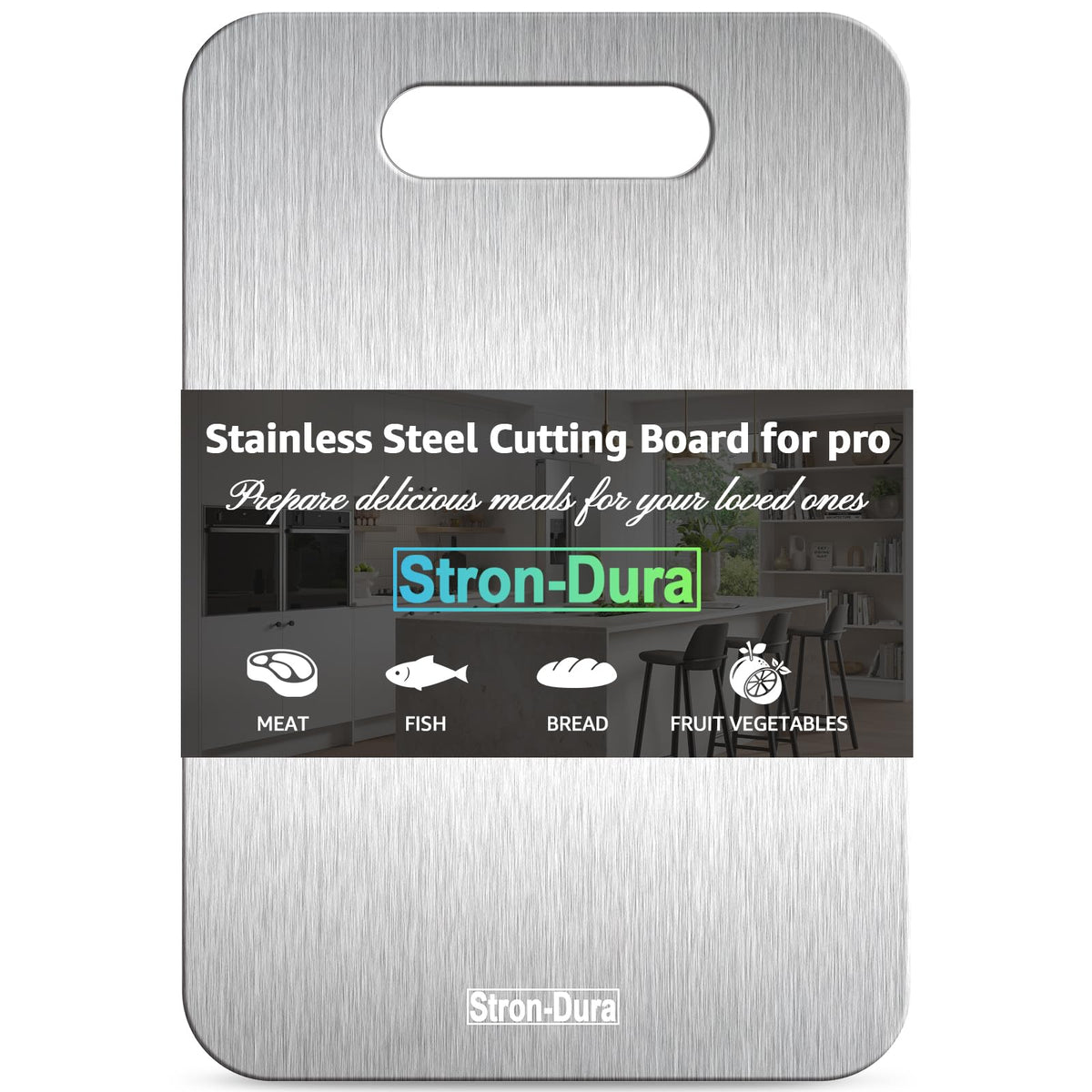 Stron-Dura Cutting Board, Stainless Steel Cutting Board, Foodgrade Cutting Boards for Kitchen, Double Side Use, Odor free, M, 13.4" * 9"