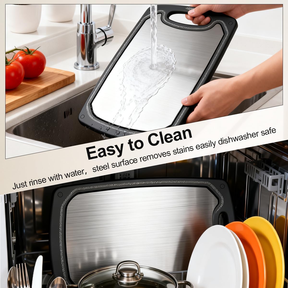 Viretang Small Stainless Steel Cutting Board,Dishwasher safe,Grinding Area