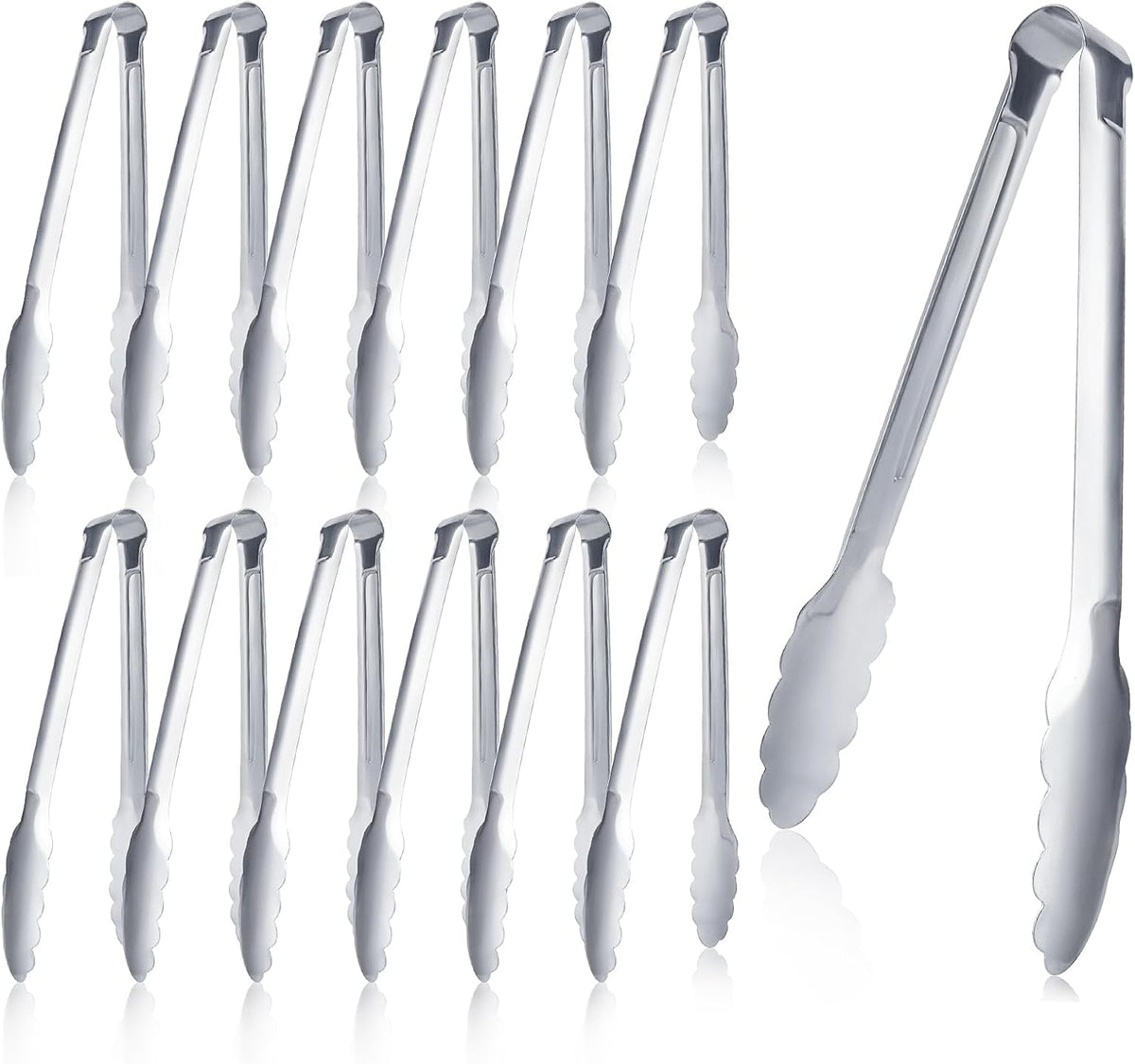 12 Pack Buffet Tongs Serving Tongs Stainless steel Kitchen Tongs 7inch