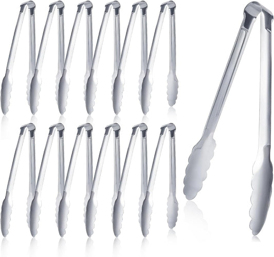 12 Pack Buffet Tongs Serving Tongs Stainless steel Kitchen Tongs 7inch