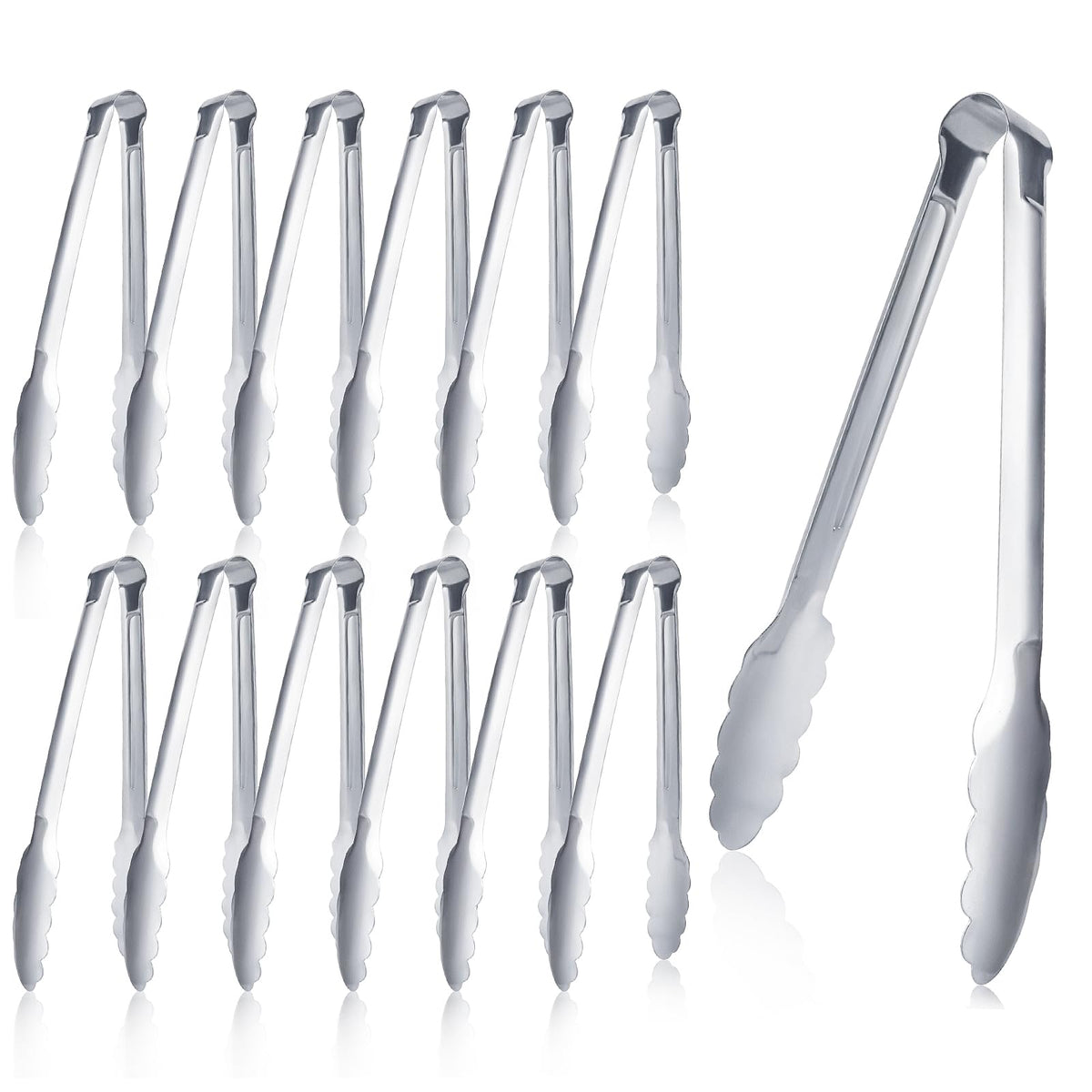 12 Pack Buffet Tongs Serving Tongs Stainless steel Kitchen Tongs 7inch