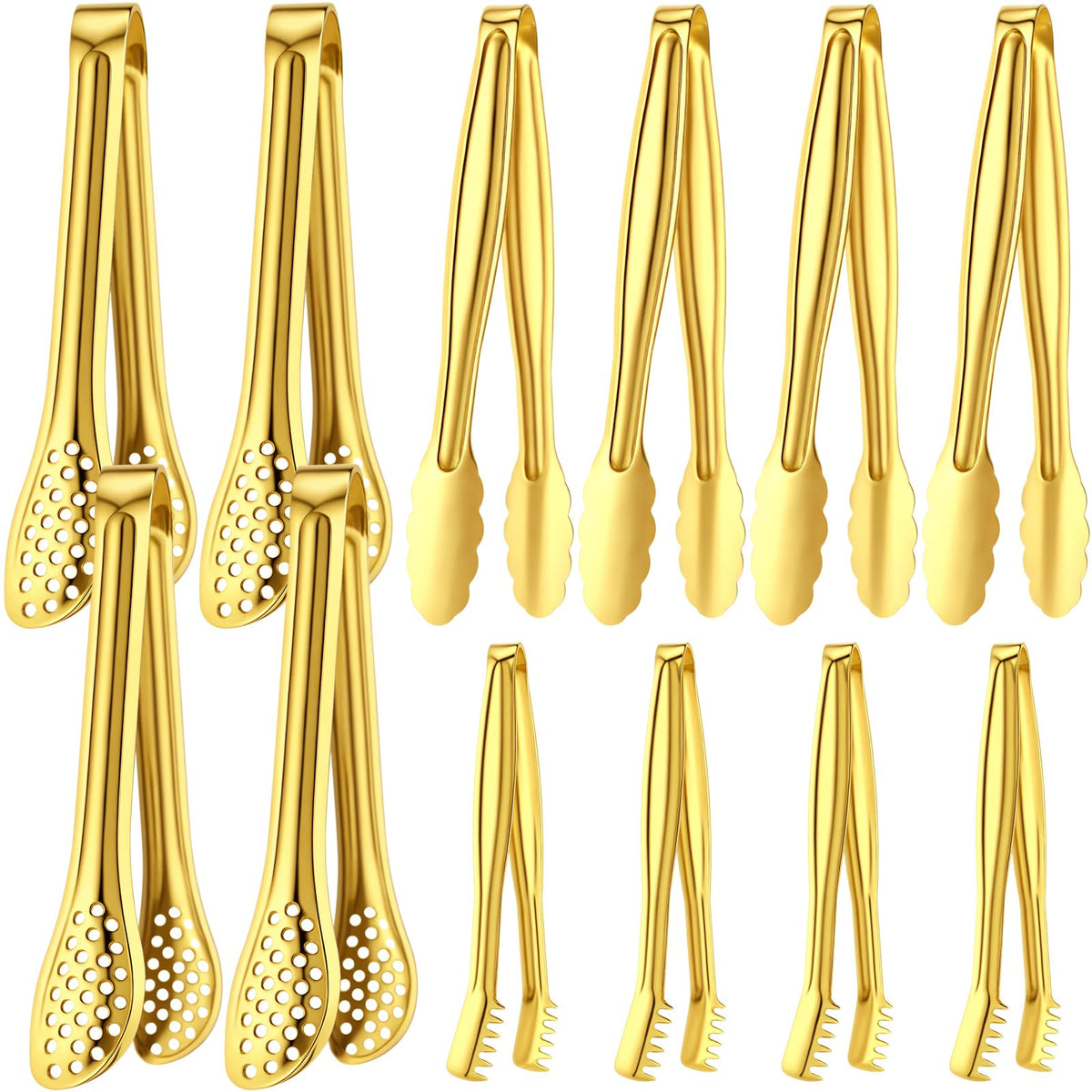 Chengu 12 Pack Stainless Steel Kitchen Tongs, 7/9/12 Inches