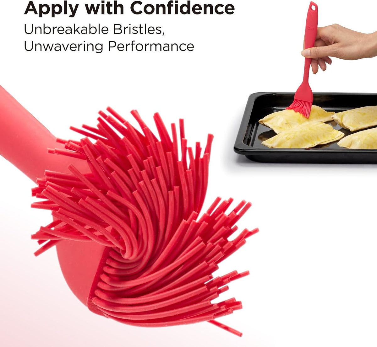 Kitchen Mama WaltzGrip Platinum Silicone Basting Pastry Brush, Red