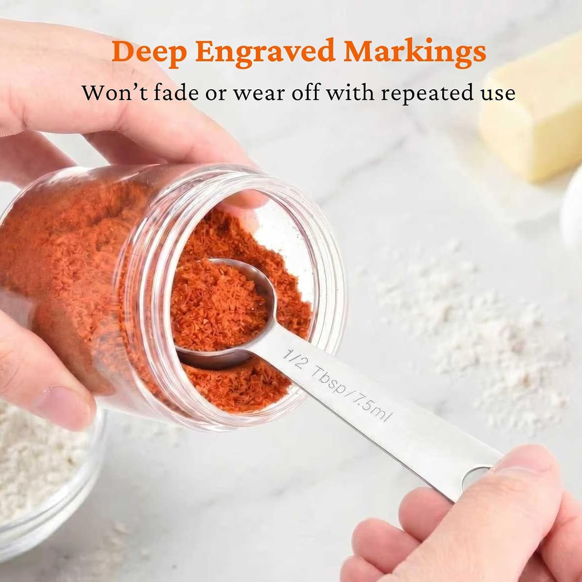 14PCS Measuring Spoons Set, 1 tbsp, 1/2 tbsp, and 1-1/16tsp Stainless Steel Measuring Spoons for Cooking Baking Spice Jars and Liquid Ingredients