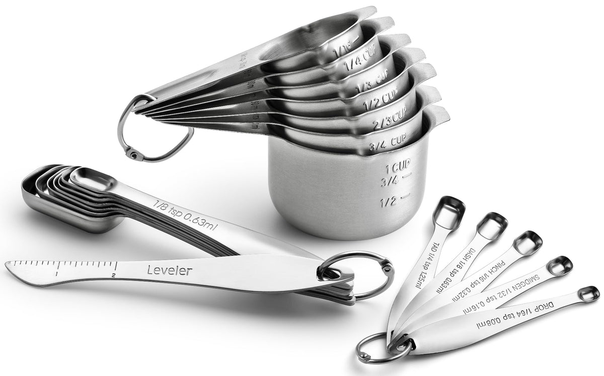Spring Chef Nesting Stainless Steel Measuring Spoons Set of 7 with Leveler