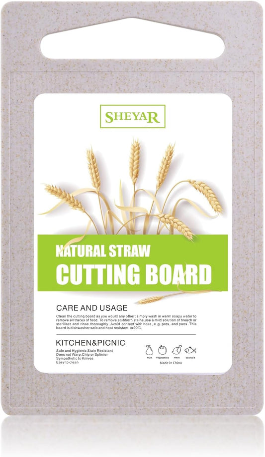 Cutting Board for Kitchen, Wheat Straw Fiber Cutting Board, Dish Washer Safe, w/Juice Grooves for Meat, Veggies, Easy Grip Handle, Non-slip Surface Eco-friendly Serveware Accessories （10‘x6.3’）