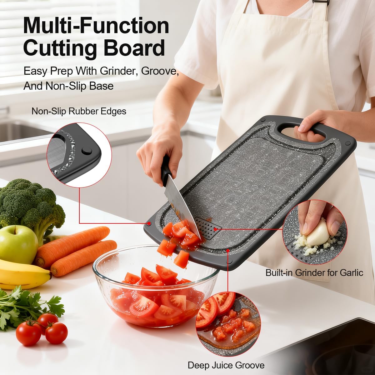 Viretang Small Stainless Steel Cutting Board,Dishwasher safe,Grinding Area