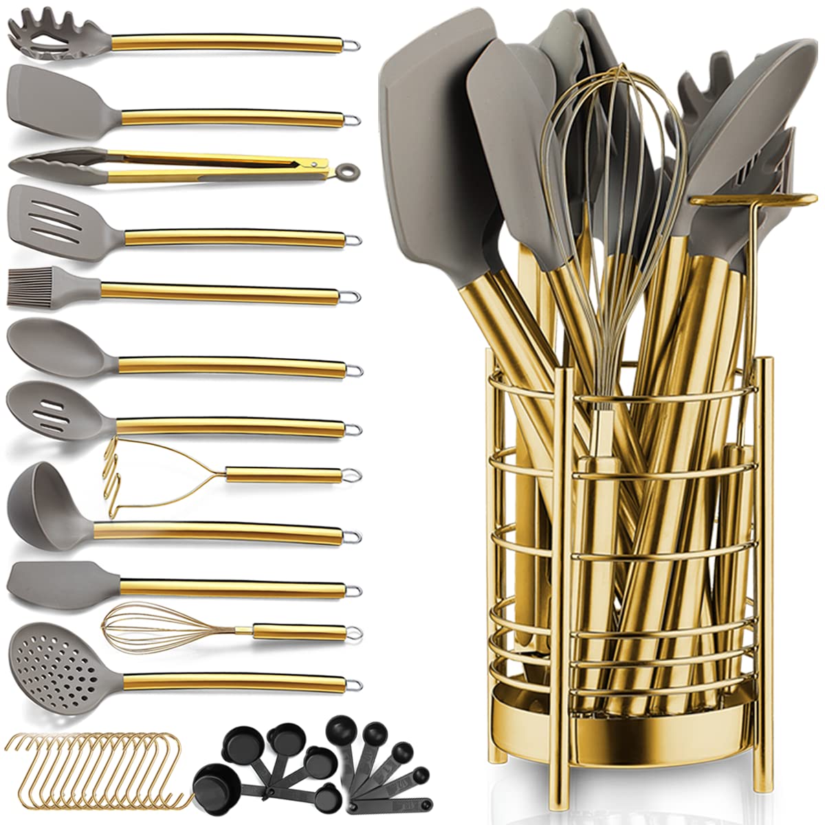 Gold Basting Brush, Berglander Non-stick Silicone Kitchen Brush For Cooking With Titanium Gold Plating Handle, Barbeque Brush, Pastry Brush, BBQ Brush, Dishwasher Safe, Easy to Clean