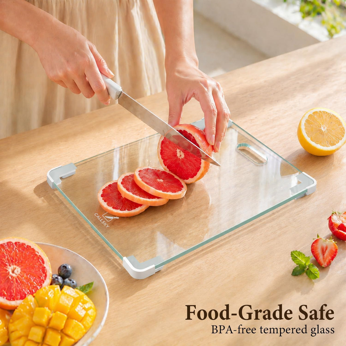 12x8 Clear Tempered Glass Small Cutting Board for Kitchen Countertop
