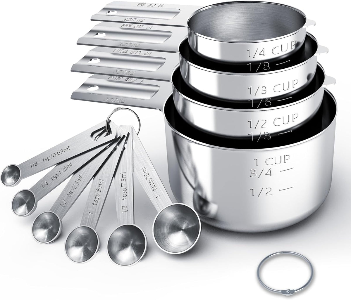 TILUCK Stainless Steel Measuring Cups & Spoons Set, Cups and Spoons