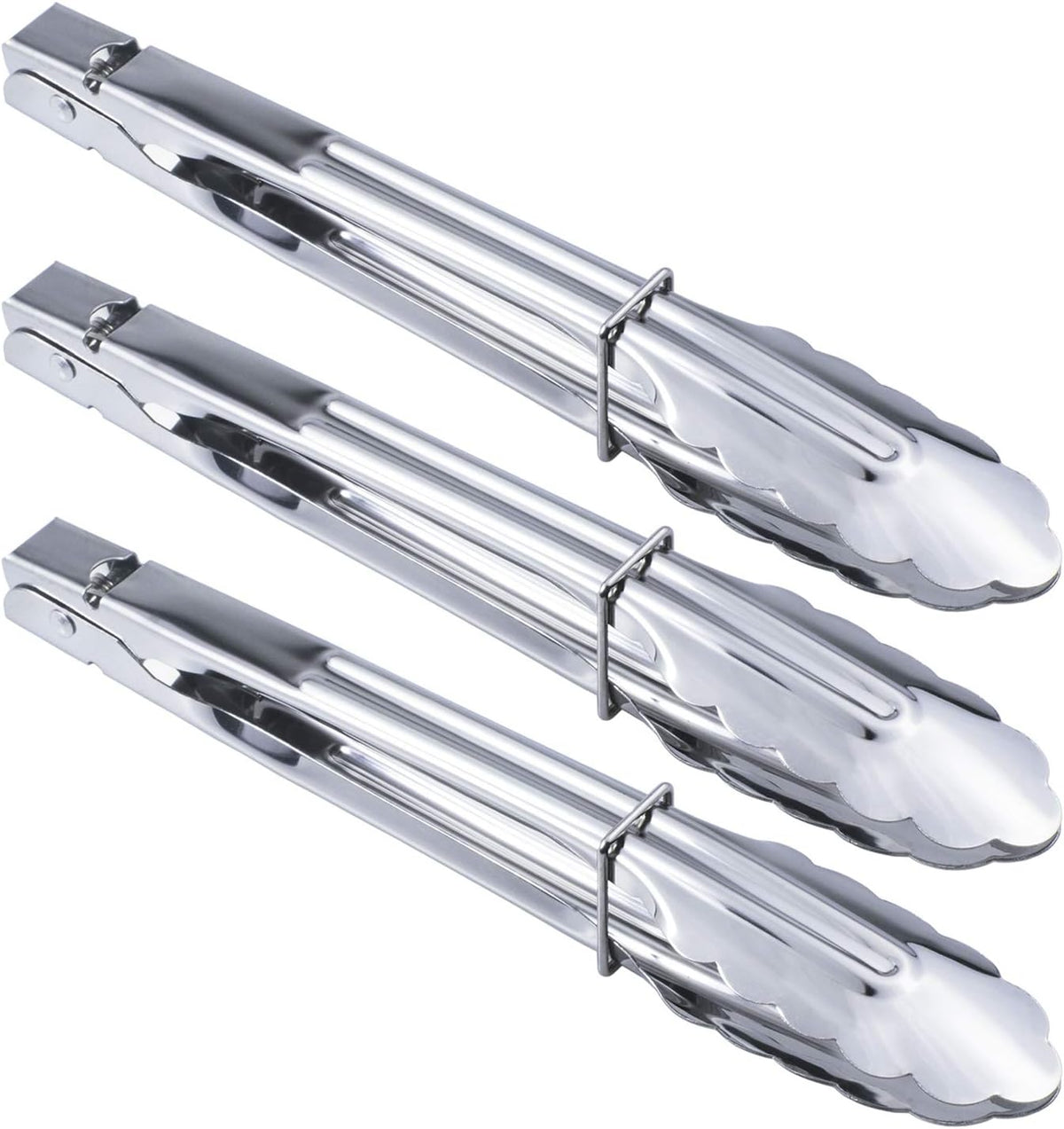 HINMAY Stainless Steel Serving Tongs Metal Cooking Tongs (9-Inch 3 Pieces)
