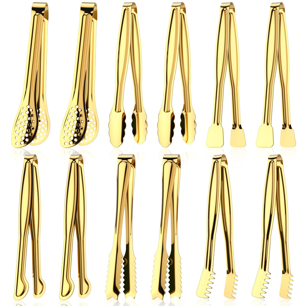 Chengu 12 Pack Stainless Steel Kitchen Tongs, 7/9/12 Inches