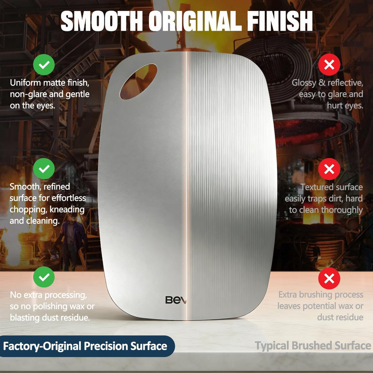 304 Stainless Steel Cutting Board Non-Toxic, 11.45" x 8.15" x 0.047"