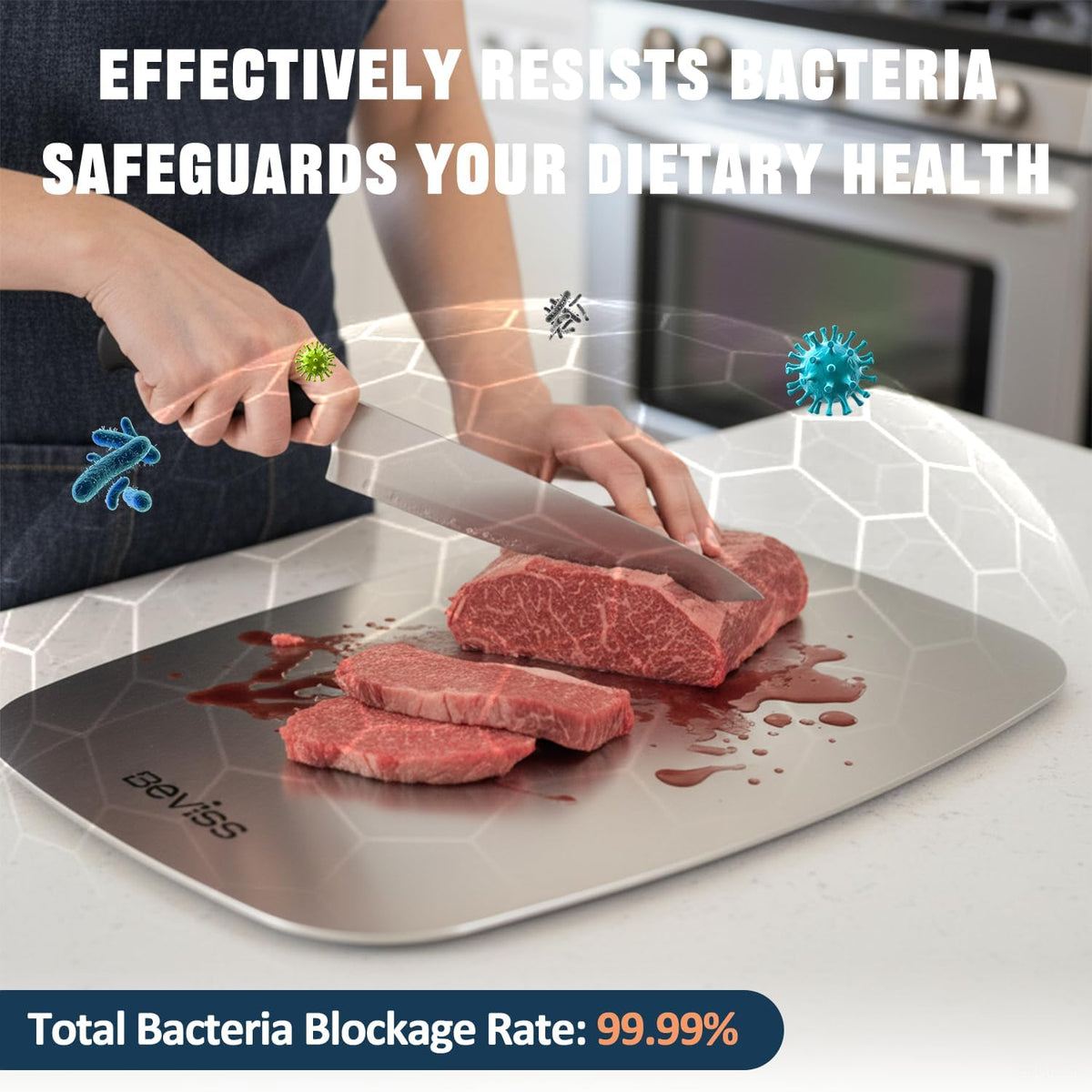 304 Stainless Steel Cutting Board Non-Toxic, 11.45" x 8.15" x 0.047"