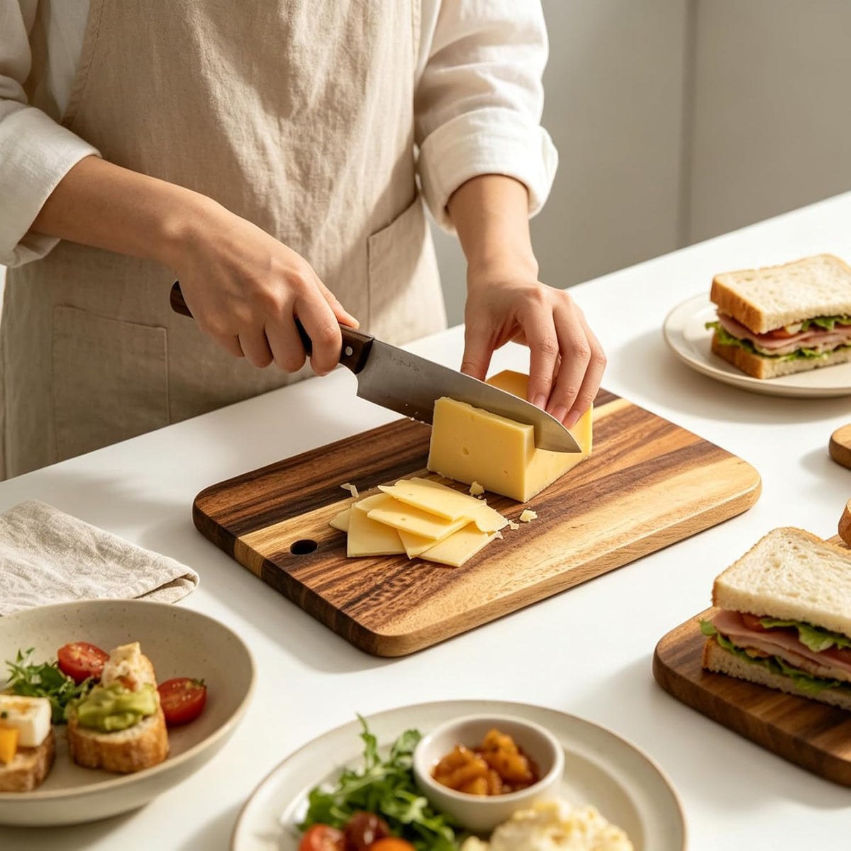Small Acacia Wooden Cutting Boards for Kitchen，Mini Size 9" x 5.9"