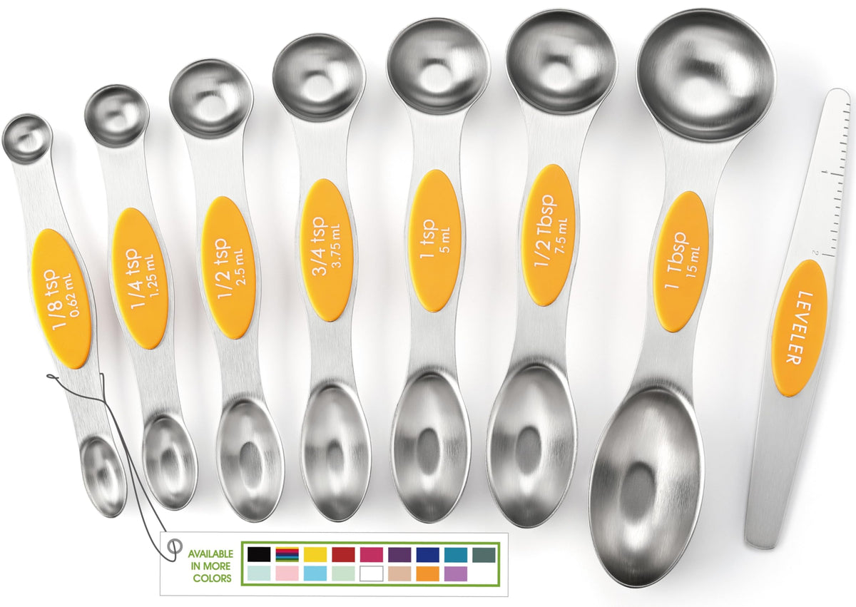 Spring Chef Stainless Steel Magnetic Measuring Spoons Set of 8, Pine Green
