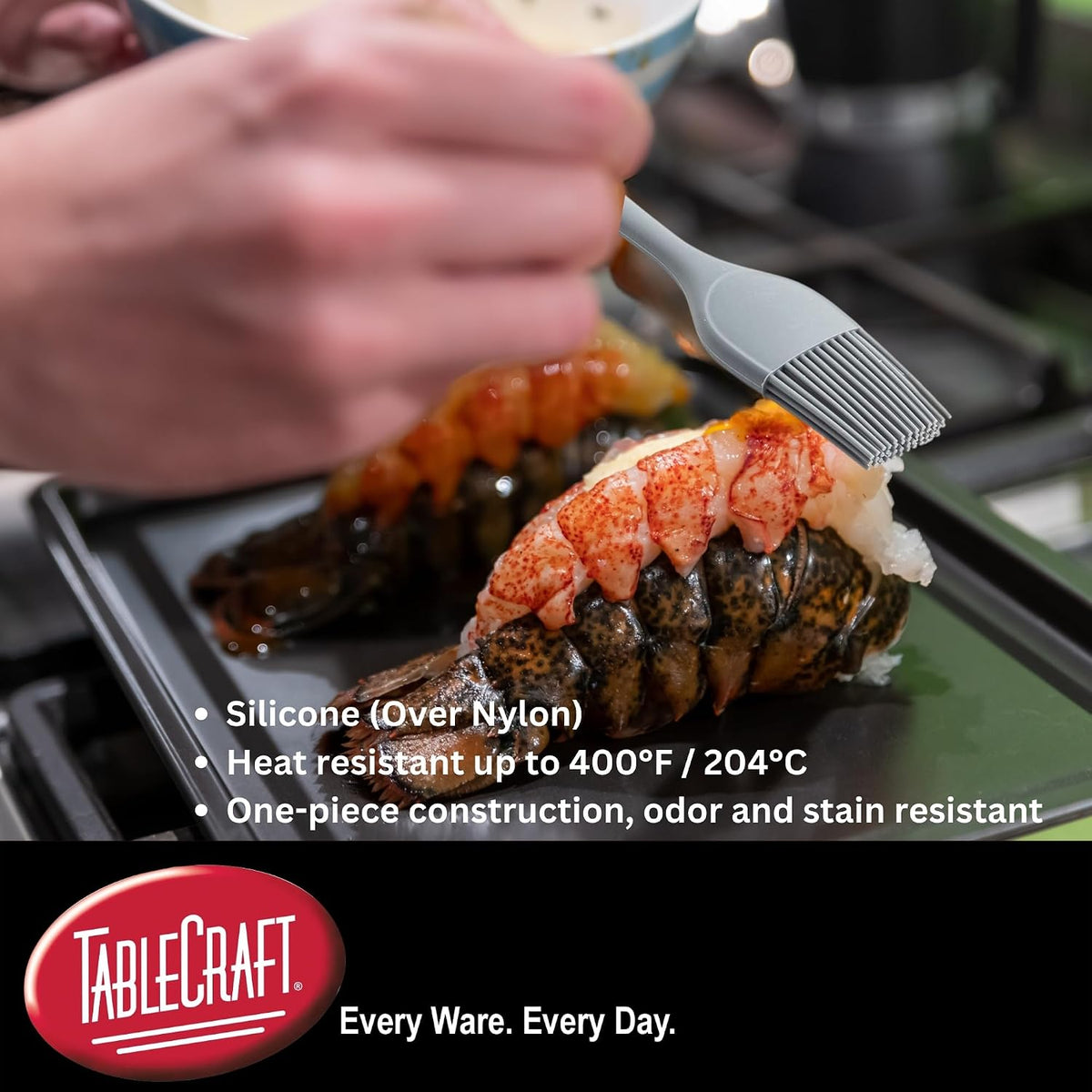 Tablecraft Silicone Basting Brush for Cooking, NSF Certified, Heat Resistant to 400°, Dishwasher Safe, BPA Free, One-Piece Construction, Ideal for Professional Chefs, Restaurants, Commercial Use, 10"