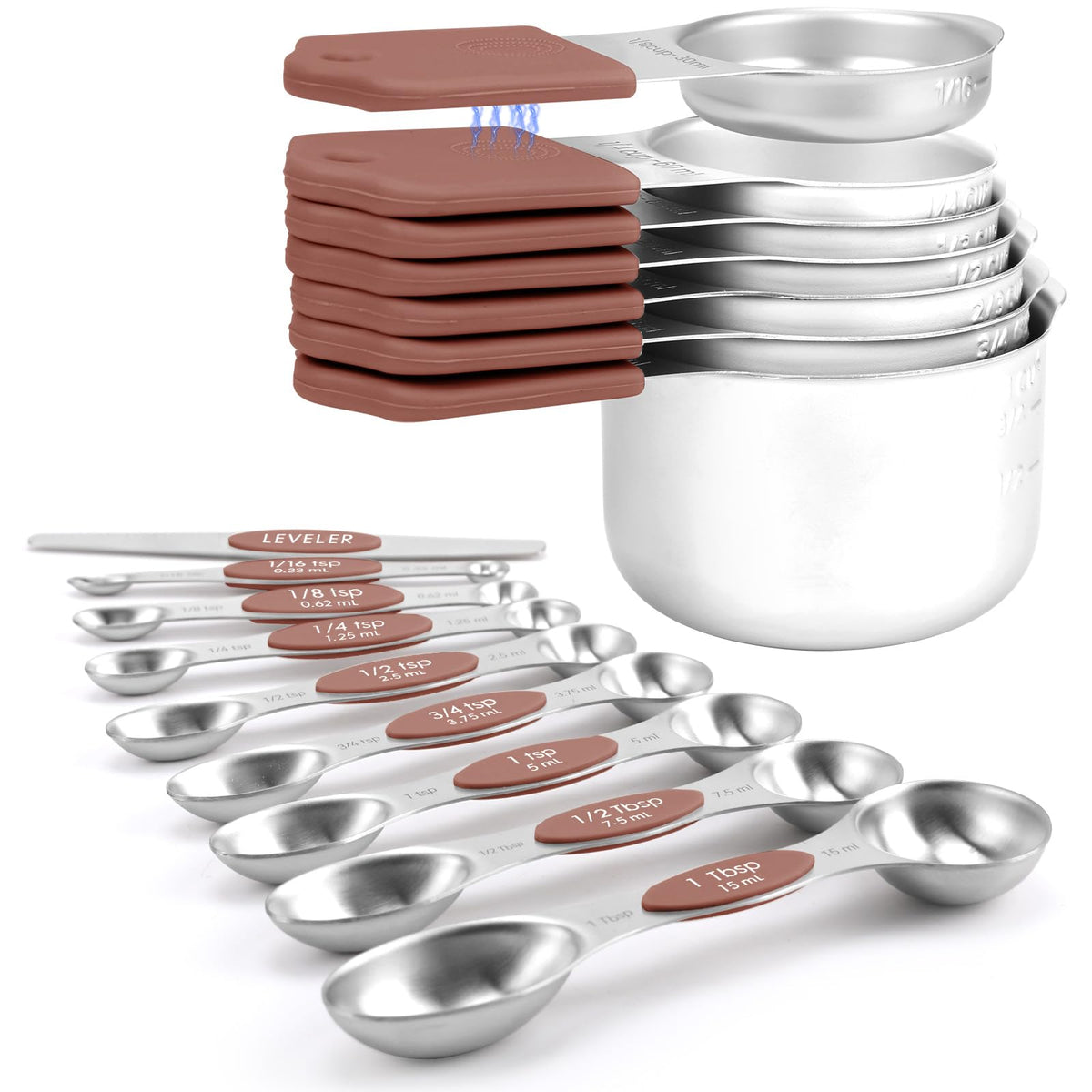 Magnetic Measuring Cups and Spoons Set-Heavy Duty 304 Stainless Steel