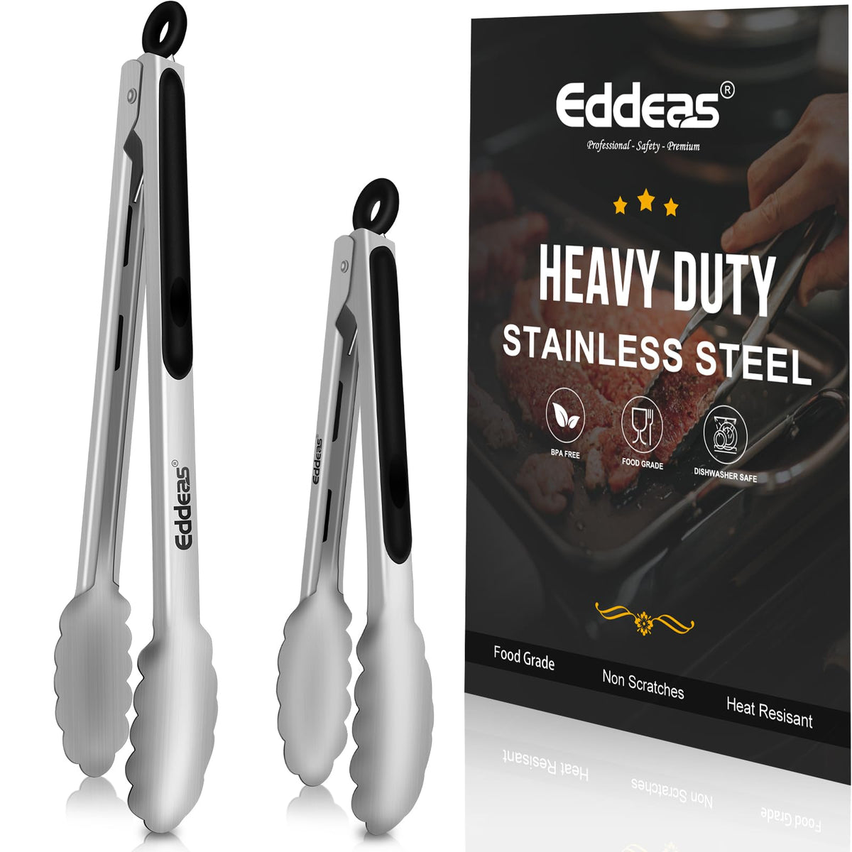 Tongs For Cooking Up to 600 °F Metal Kitchen Tongs 3PCS 7,9,12 Inch