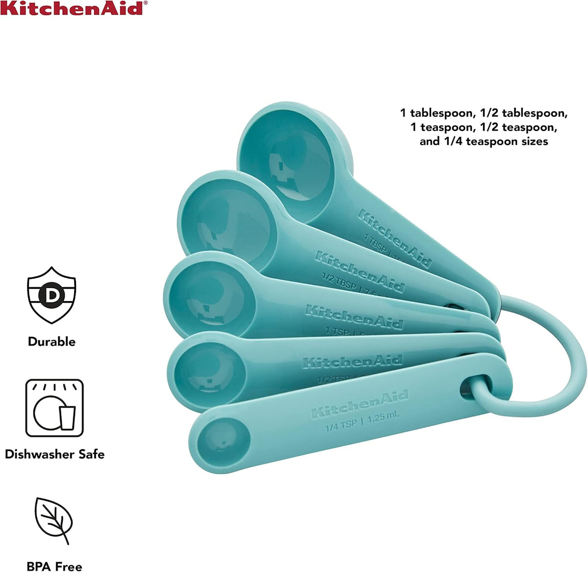 KitchenAid Measuring Spoons, Set Of 5, Aqua Sky