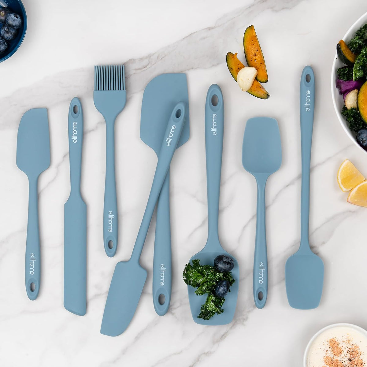 Elihome Mini Silicone Basting Pastry Brush, Cooking Brush for Oil Sauce Butter Marinades, Food Brushes for BBQ Grill Kitchen Baking, Baster Brushes Food Grade, Slate Teal Grey