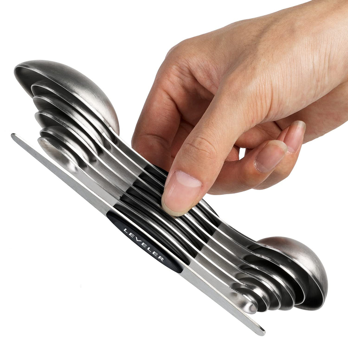 Magnetic Measuring Spoons Stainless Steel Dual Sided Teaspoons Tablespoons