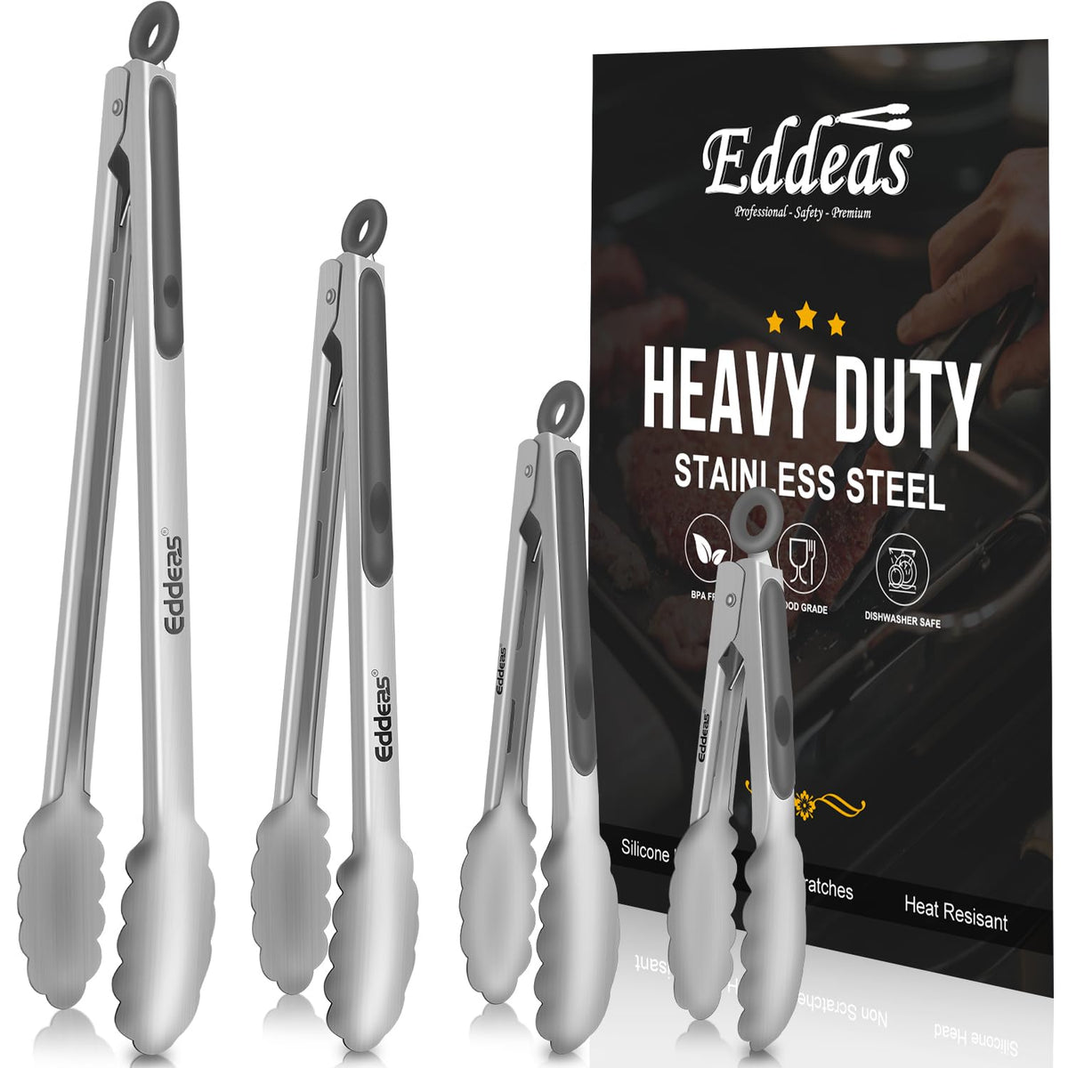 Metal Tongs For Cooking Up To 600°F Kitchen Tongs 2PCS - 9", 12 inch