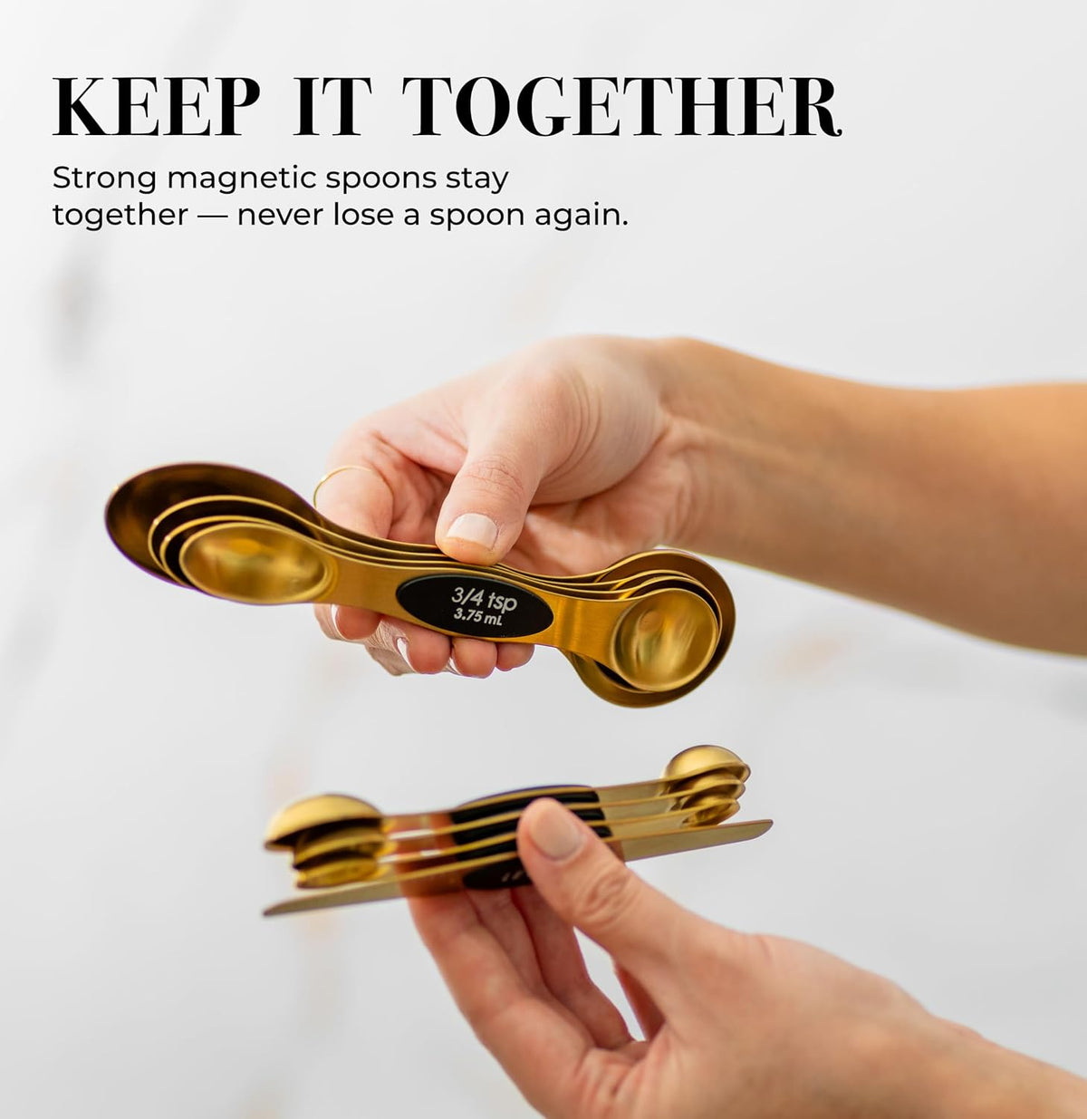 Styled Settings Magnetic Measuring Spoons Set, Gold