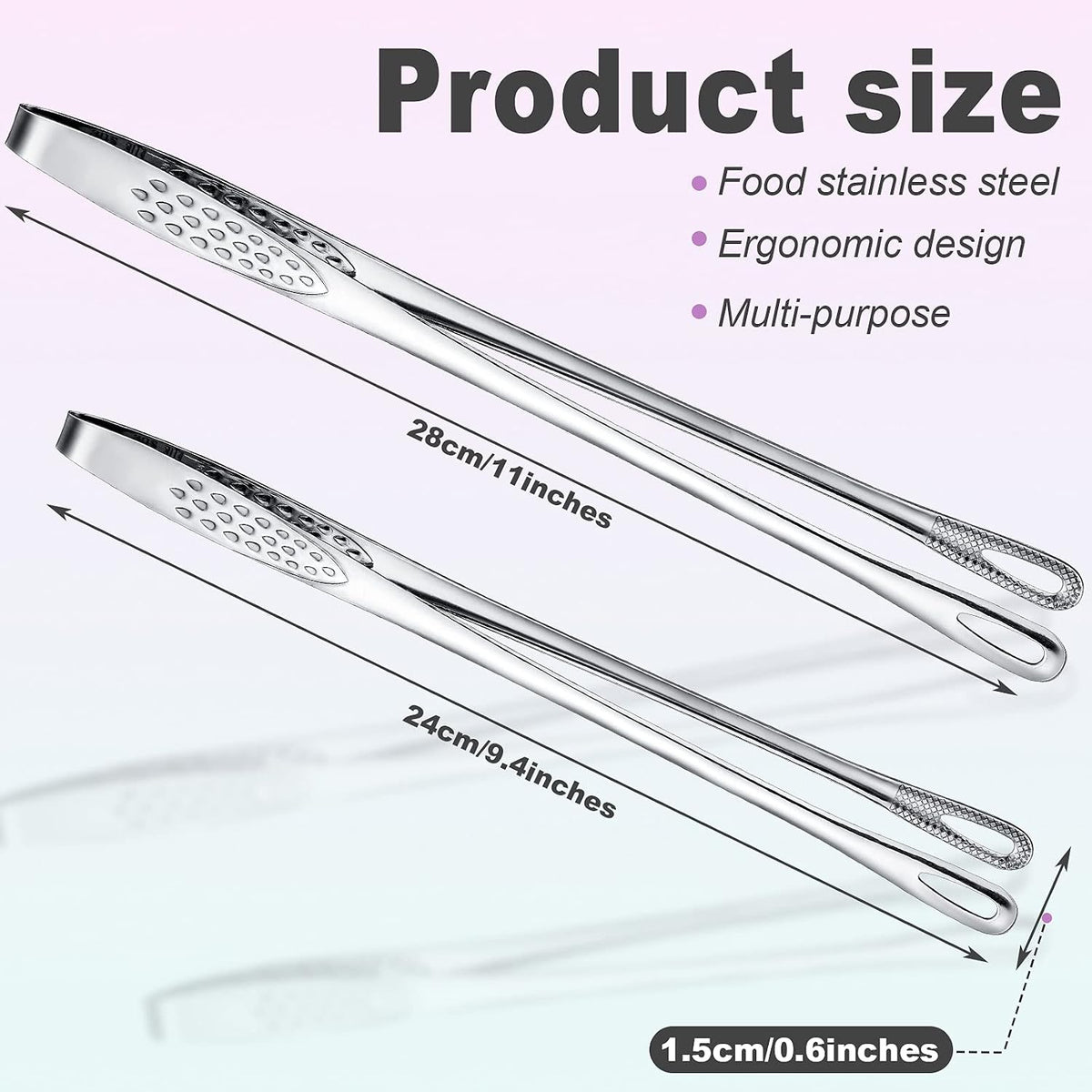 3 Pcs 9.4 Inches Korean BBQ Tongs Stainless Steel Kitchen Tweezers Grill