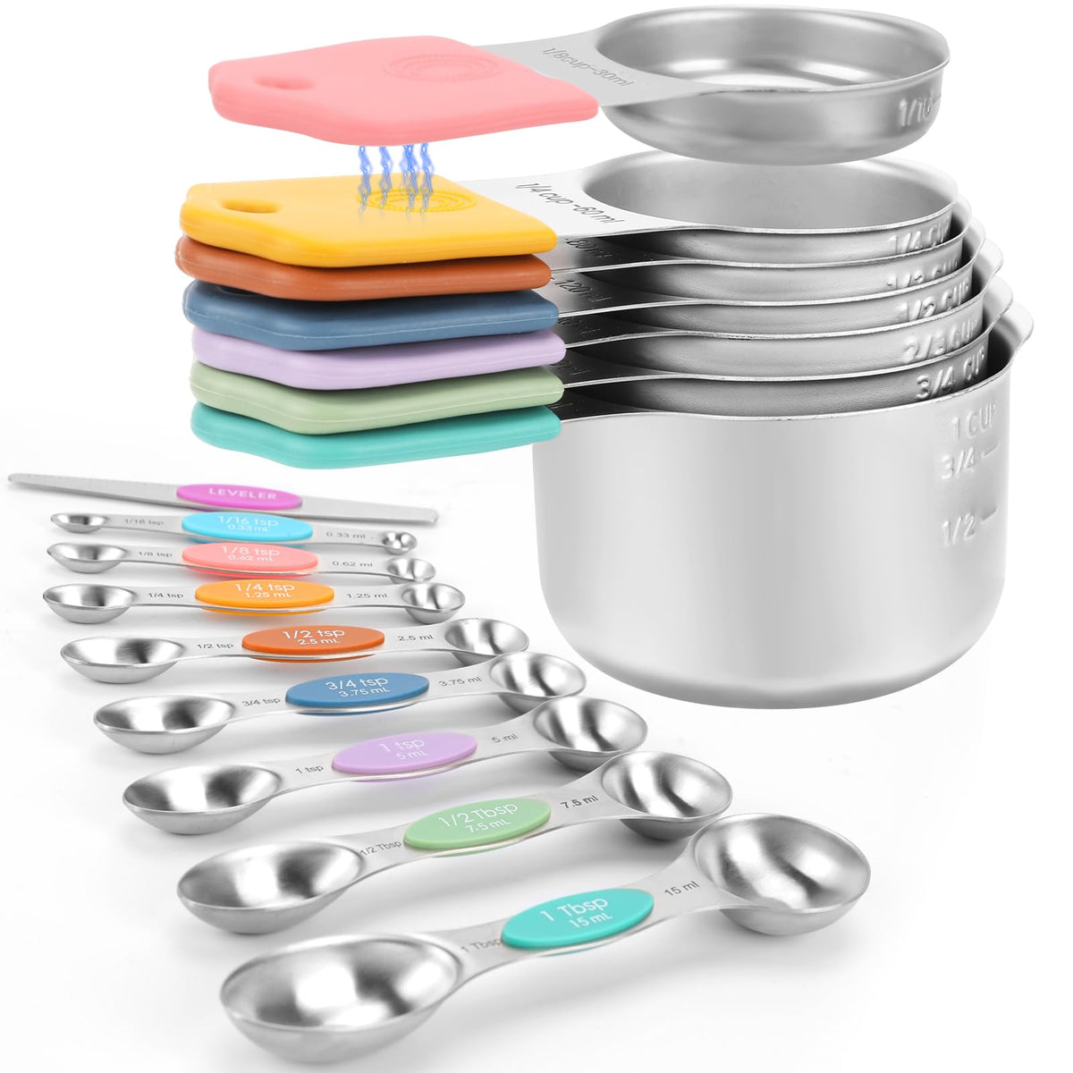 Magnetic Measuring Cups and Spoons Set-Heavy Duty 304 Stainless Steel