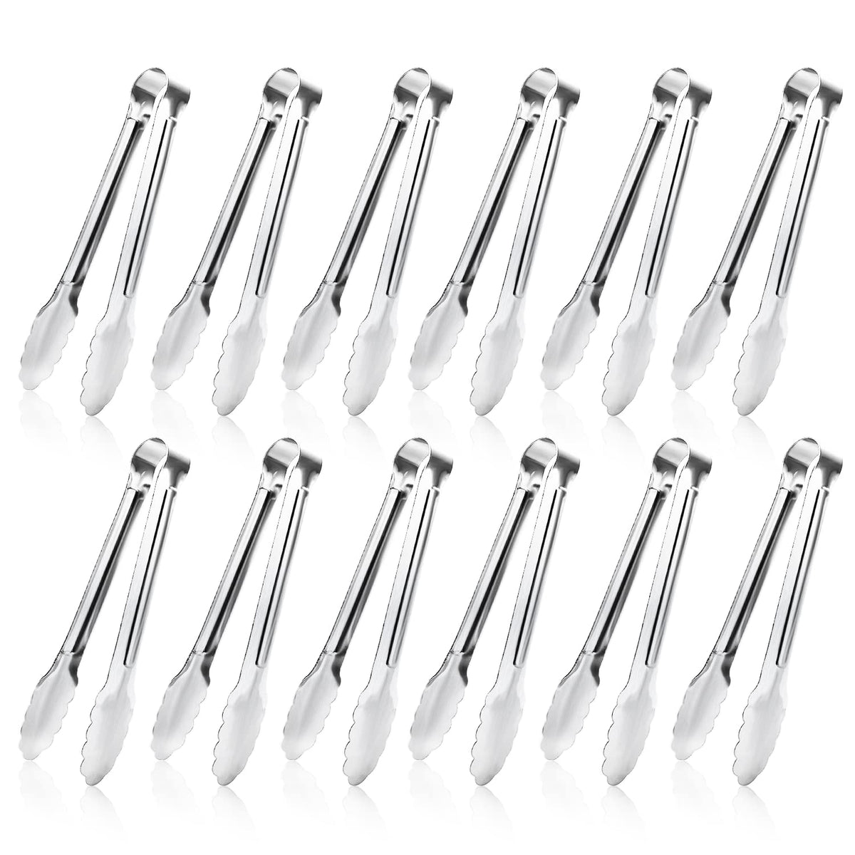 8 Pack Serving Tongs XEVOM Kitchen Tongs,Buffet Tongs, Stainless Steel Food Tong Serving Tong,small tongs (7inch)