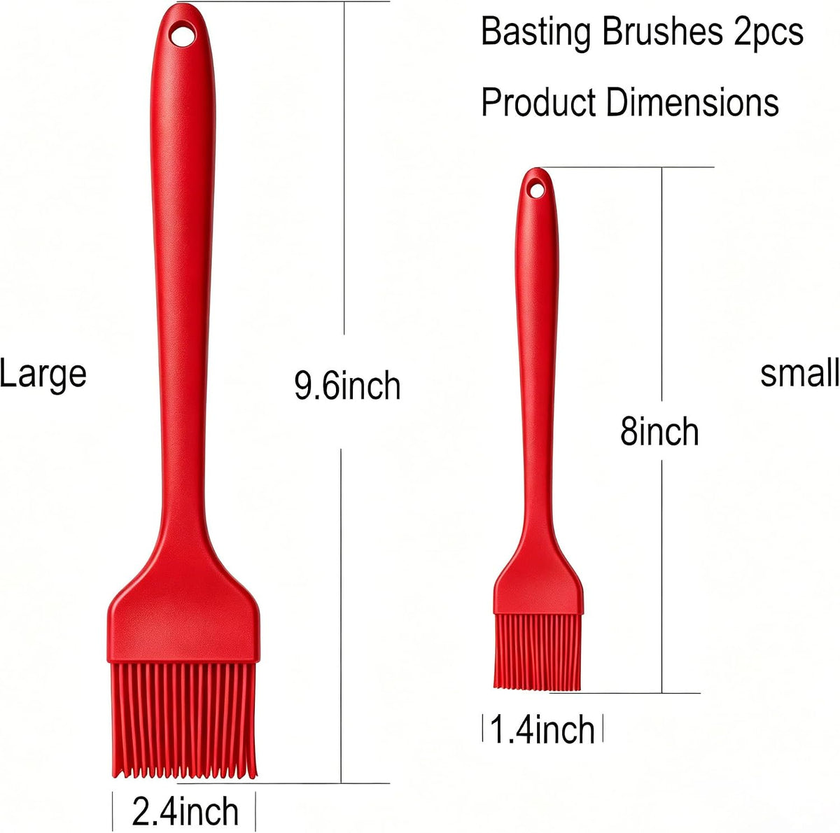 Silicone Basting Brush 2 Pack with Steel Core, Heat Safe BBQ Pastry